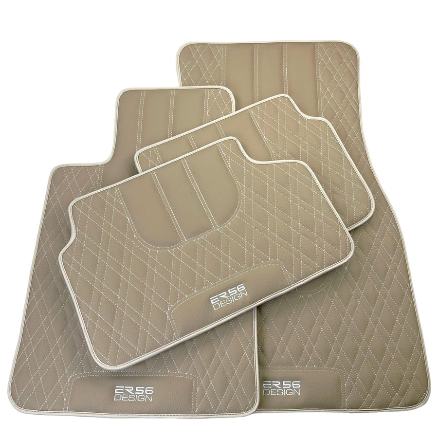 Beige Leather Floor Mats For BMW M3 E92 - AutoWin