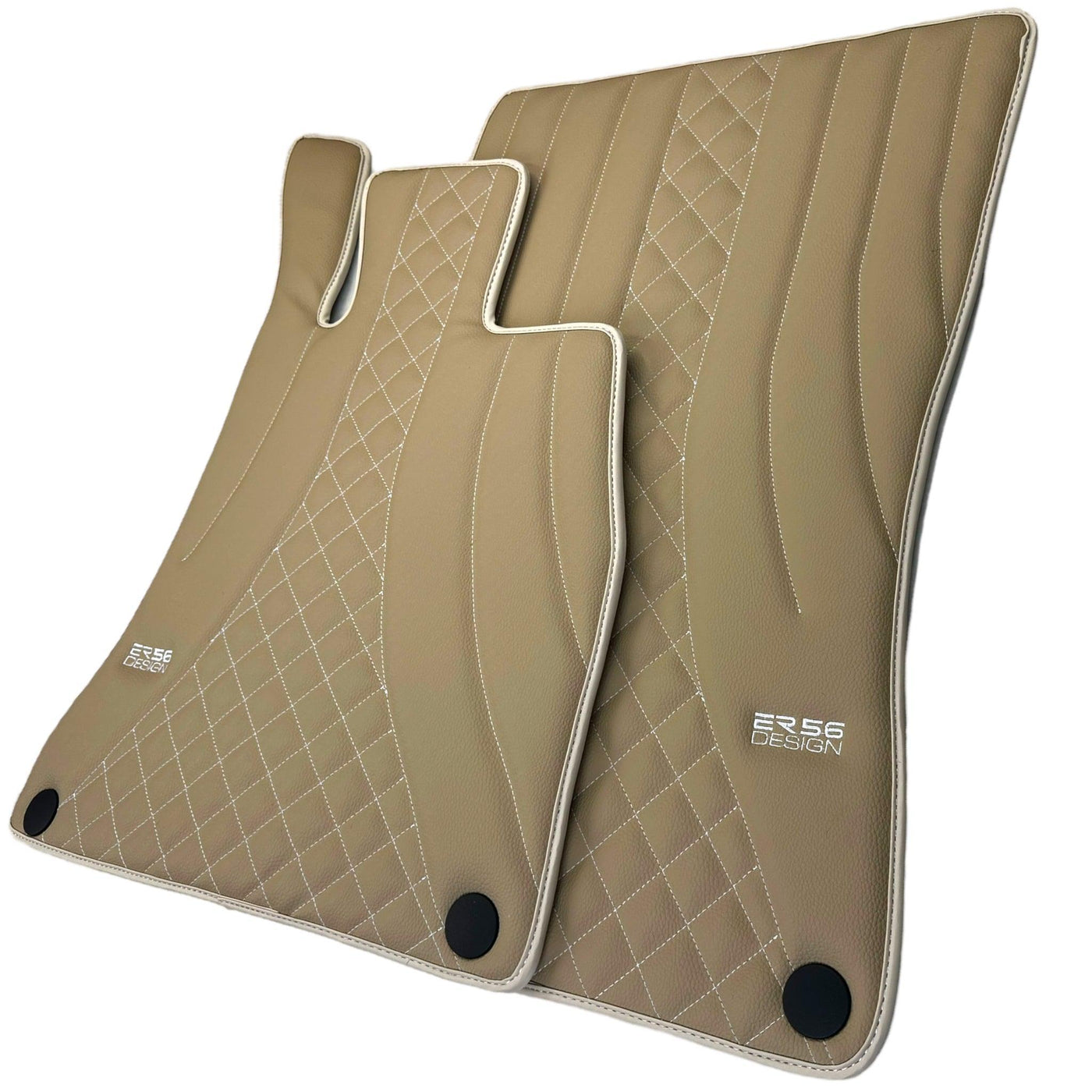 Beige Leather Floor Mats For Mercedes Benz CLK-Class A209 Convertible (2003-2010) | ER56 Design - AutoWin