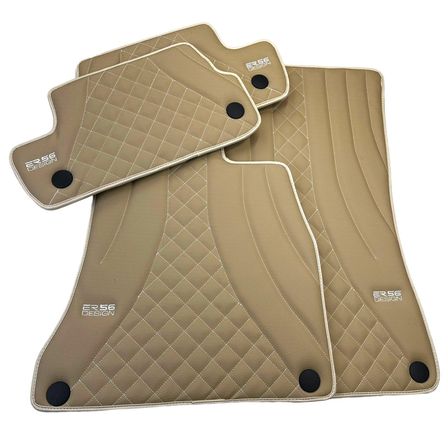 Beige Leather Floor Mats For Mercedes Benz E-Class C207 Coupe Facelift (2013-2017) | ER56 Design - AutoWin