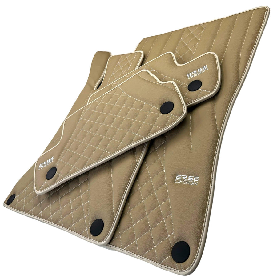 Beige Leather Floor Mats For Mercedes Benz GLA-Class H247 (2020-2023) | ER56 Design - AutoWin