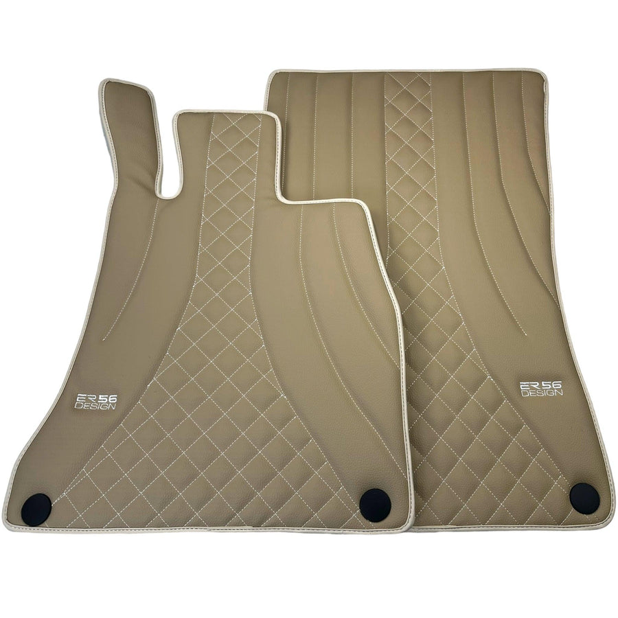 Beige Leather Floor Mats For Mercedes Benz GLE-Class C167 Coupe - 5 Seats (2020-2023) Hybrid | ER56 Design - AutoWin