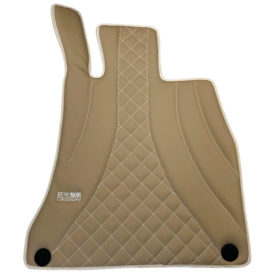 Beige Leather Floor Mats For Mercedes Benz GLE-Class C167 Coupe - 5 Seats (2020-2023) Hybrid | ER56 Design - AutoWin