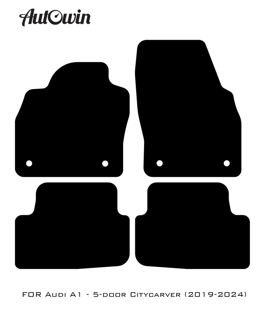 Black Floor Mats for Audi A1 - 5-door Citycarver (2019-2024) | Fighter Jet Edition - AutoWin