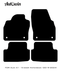 Black Floor Mats for Audi A1 - 5-door Hatchback (2019-2024) With Orange Alcantara | ER56 Design - AutoWin