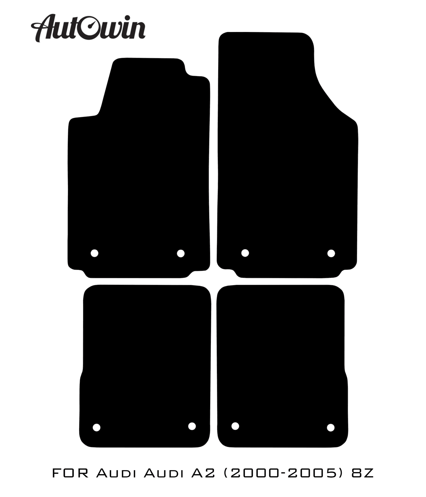 Black Floor Mats for Audi A2 2000-2005 8Z With Orange Alcantara | ER56 Design - AutoWin