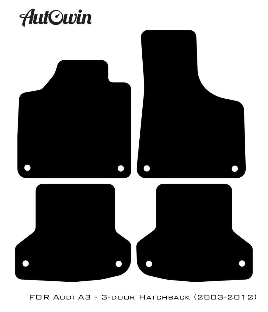 Black Floor Mats for Audi A3 - 3-door Hatchback (2003-2012) | Fighter Jet Edition - AutoWin