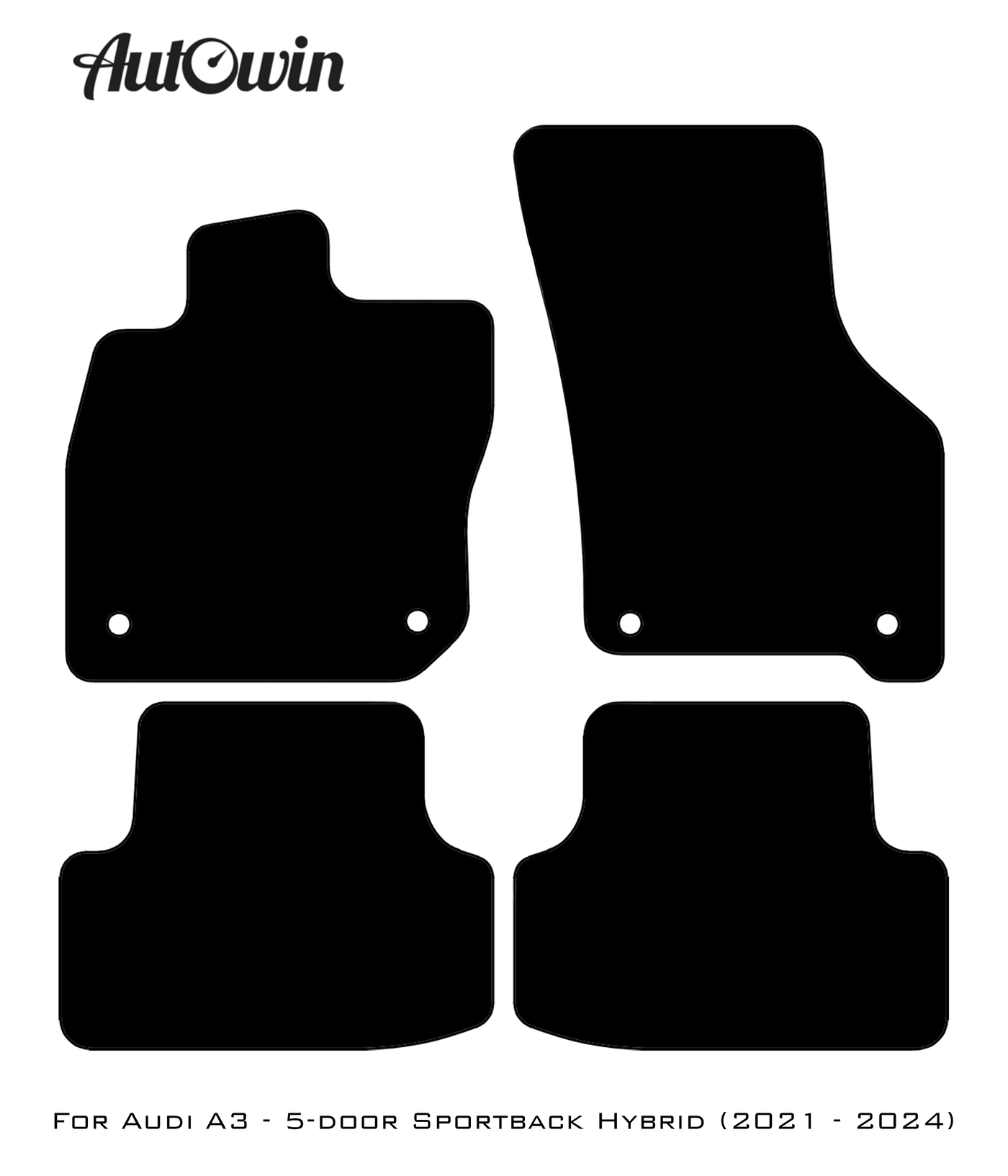 Black Floor Mats for Audi A3 - 5-door Sportback (MHEV) Mild Hybrid Electric Vehicle (2021 - 2024) | No Steps - AutoWin