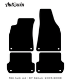 Black Floor Mats for Audi A4 - B7 Sedan (2005-2008) | No Steps - AutoWin