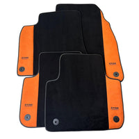 Black Floor Mats for Audi A4 - B8 Avant (2008-2015) With Orange Alcantara | ER56 Design - AutoWin