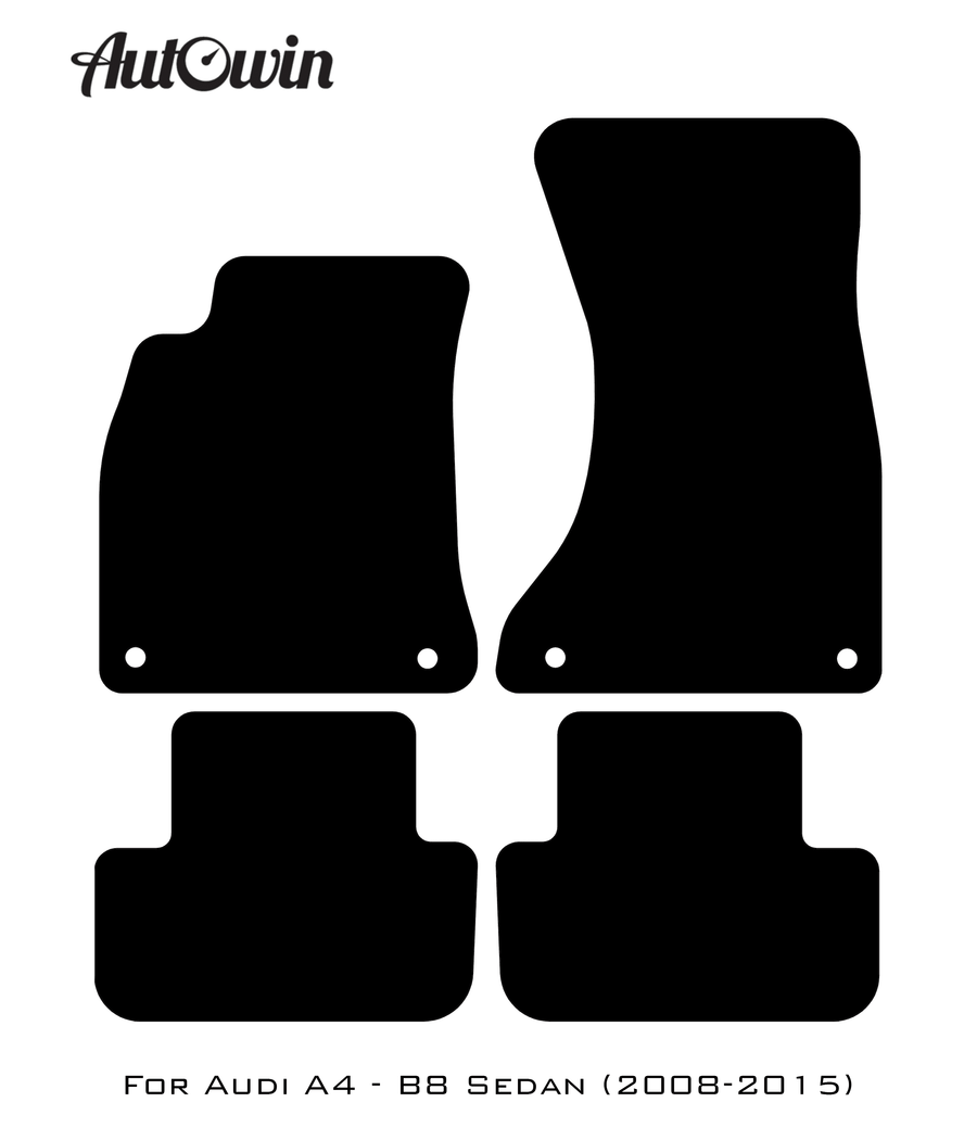 Black Floor Mats for Audi A4 - B8 Sedan (2008-2015) With Orange Alcantara | ER56 Design - AutoWin