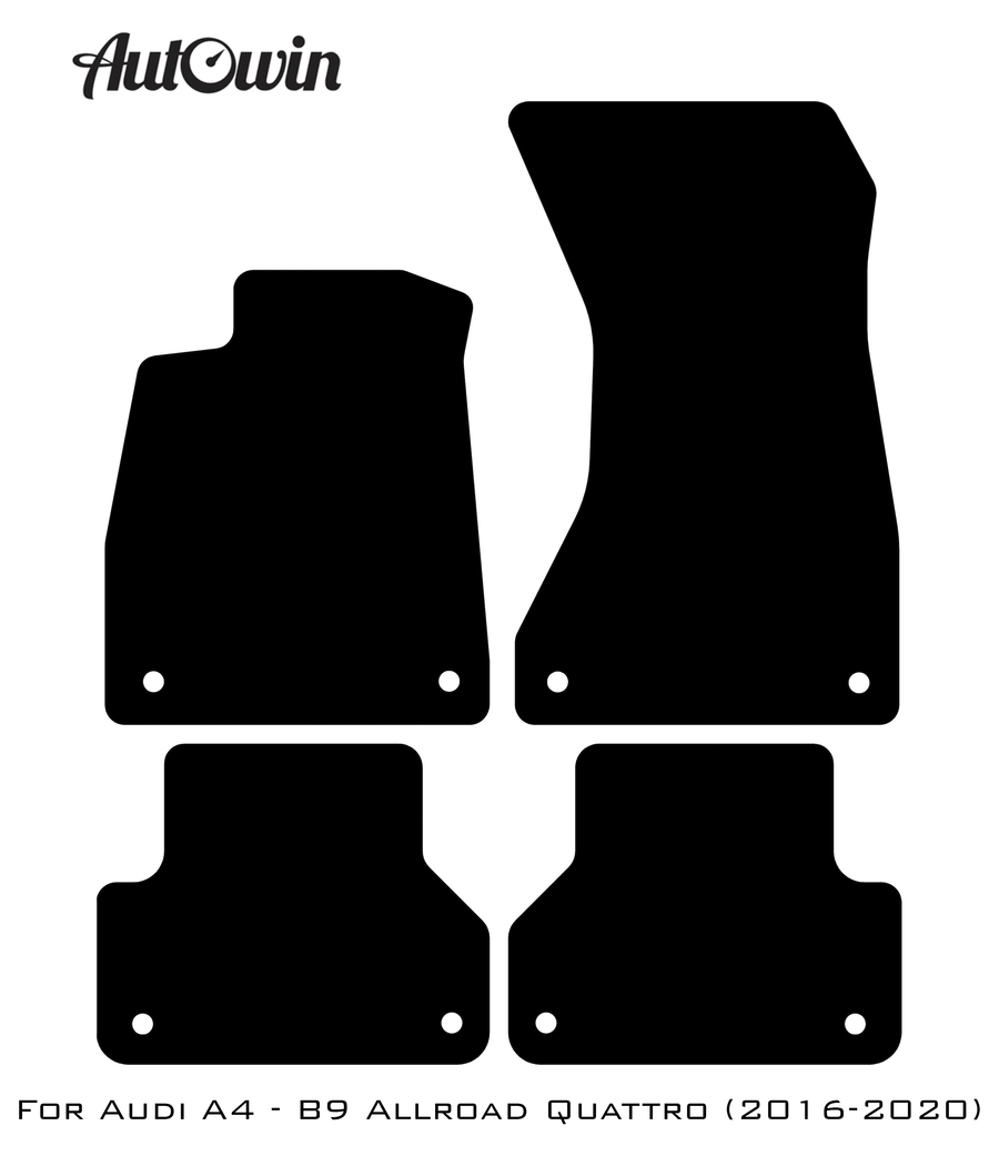 Black Floor Mats for Audi A4 - B9 Allroad Quattro (2016-2020) | No Steps - AutoWin