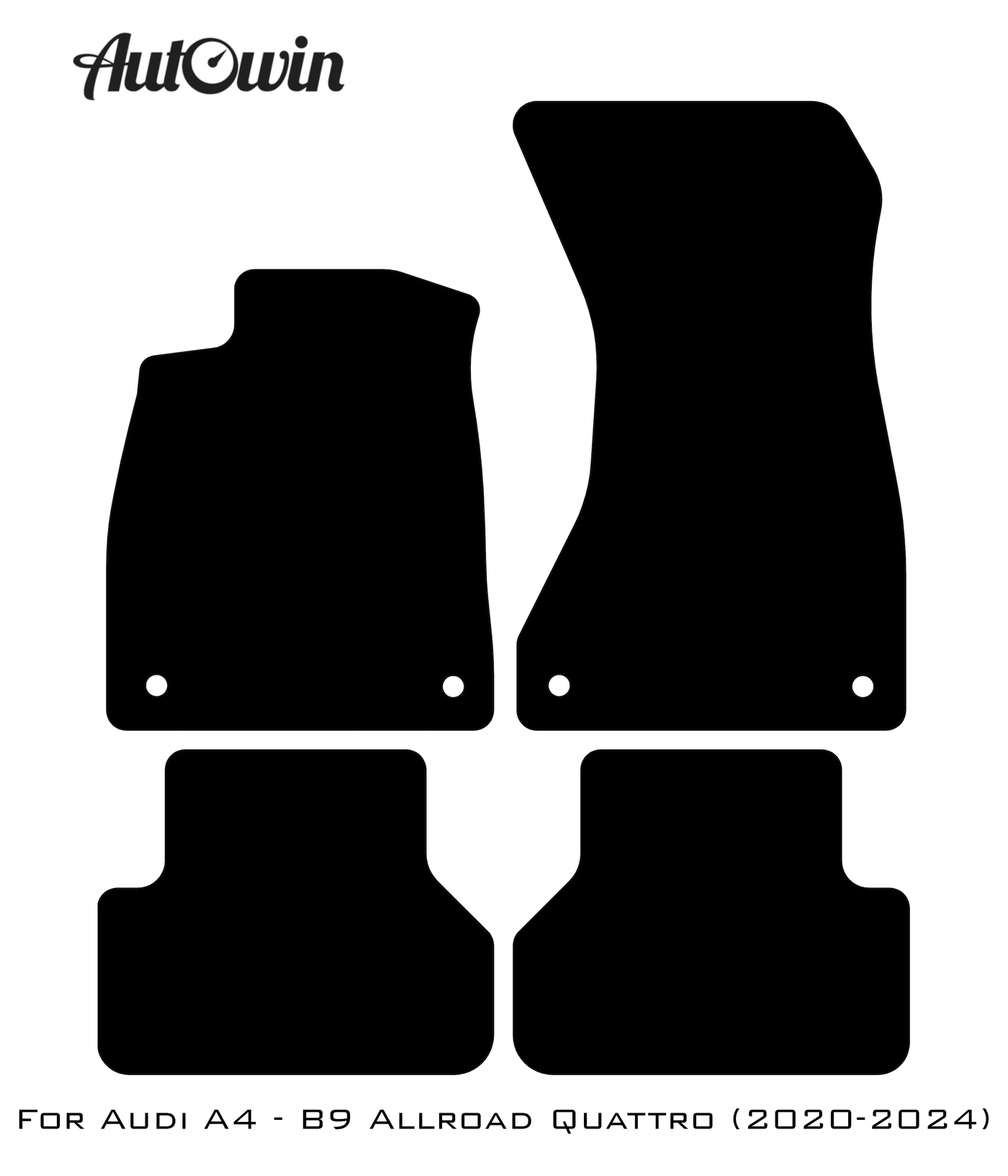 Black Floor Mats for Audi A4 - B9 Allroad Quattro (2020-2024) | No Steps - AutoWin