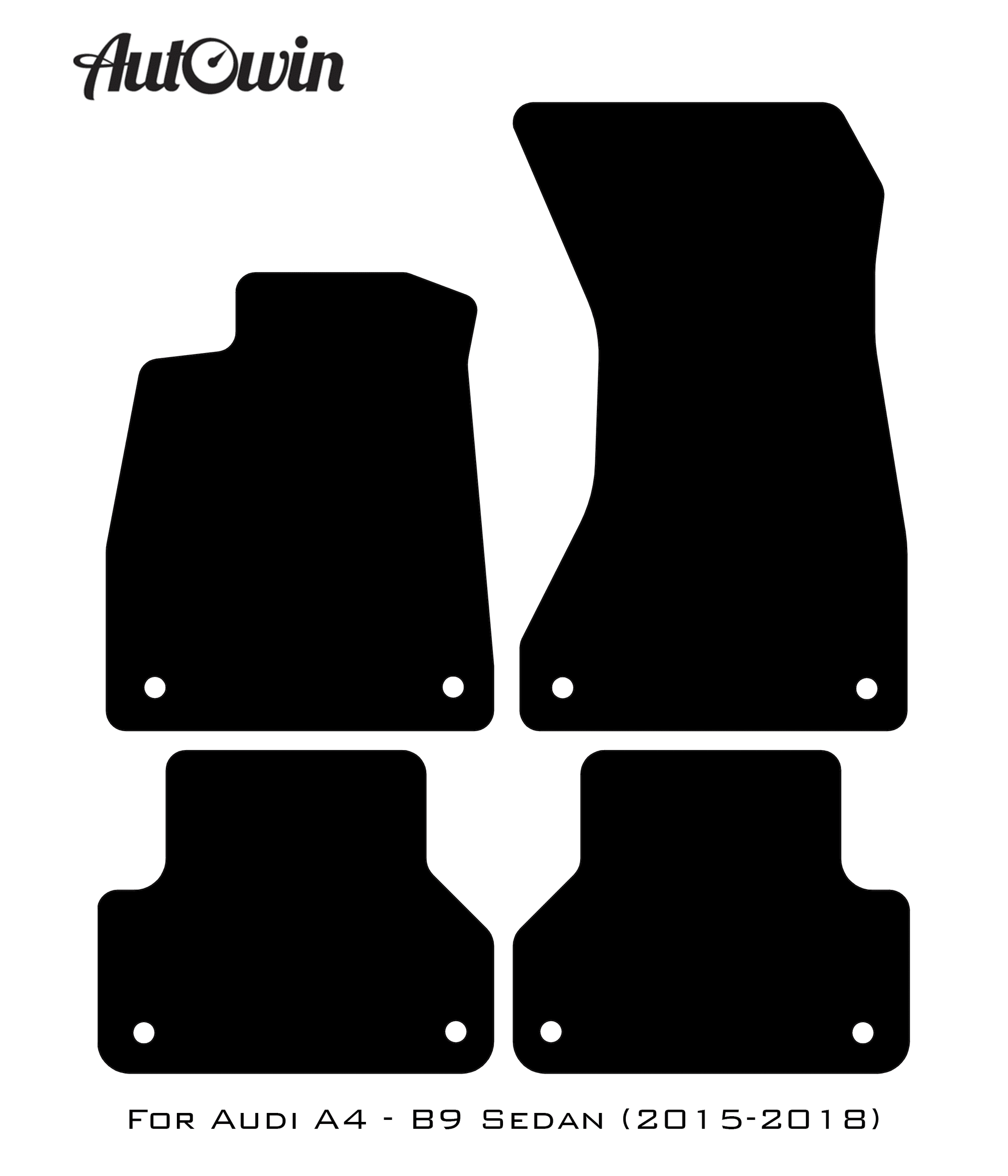 Black Floor Mats for Audi A4 - B9 Sedan (2015-2018) | No Steps - AutoWin