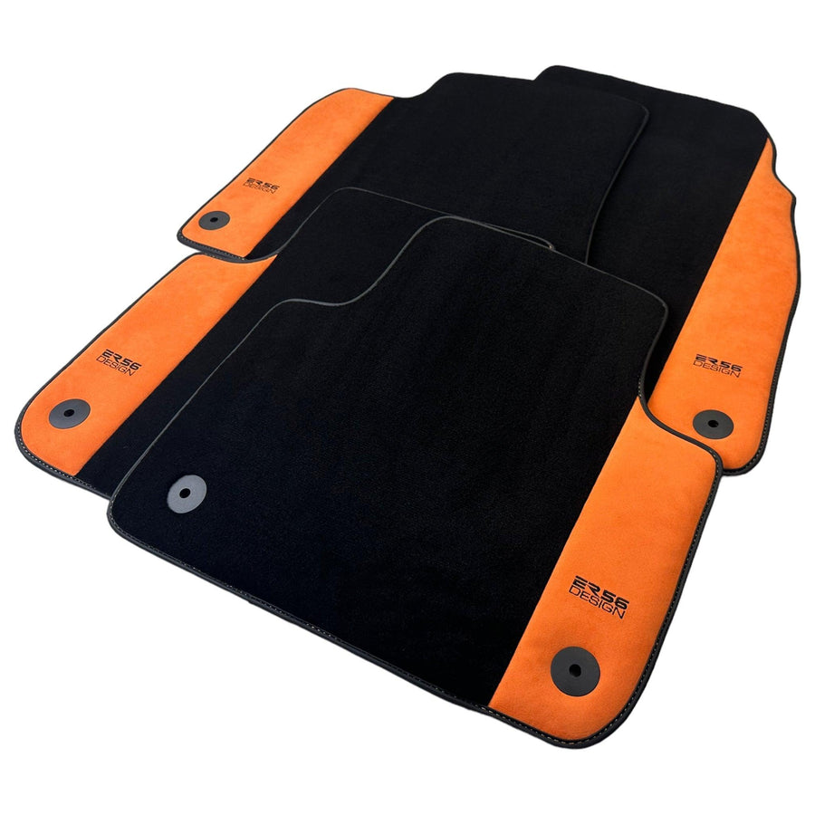 Black Floor Mats for Audi A5 - F53 Coupe (2020-2023) With Orange Alcantara | ER56 Design - AutoWin