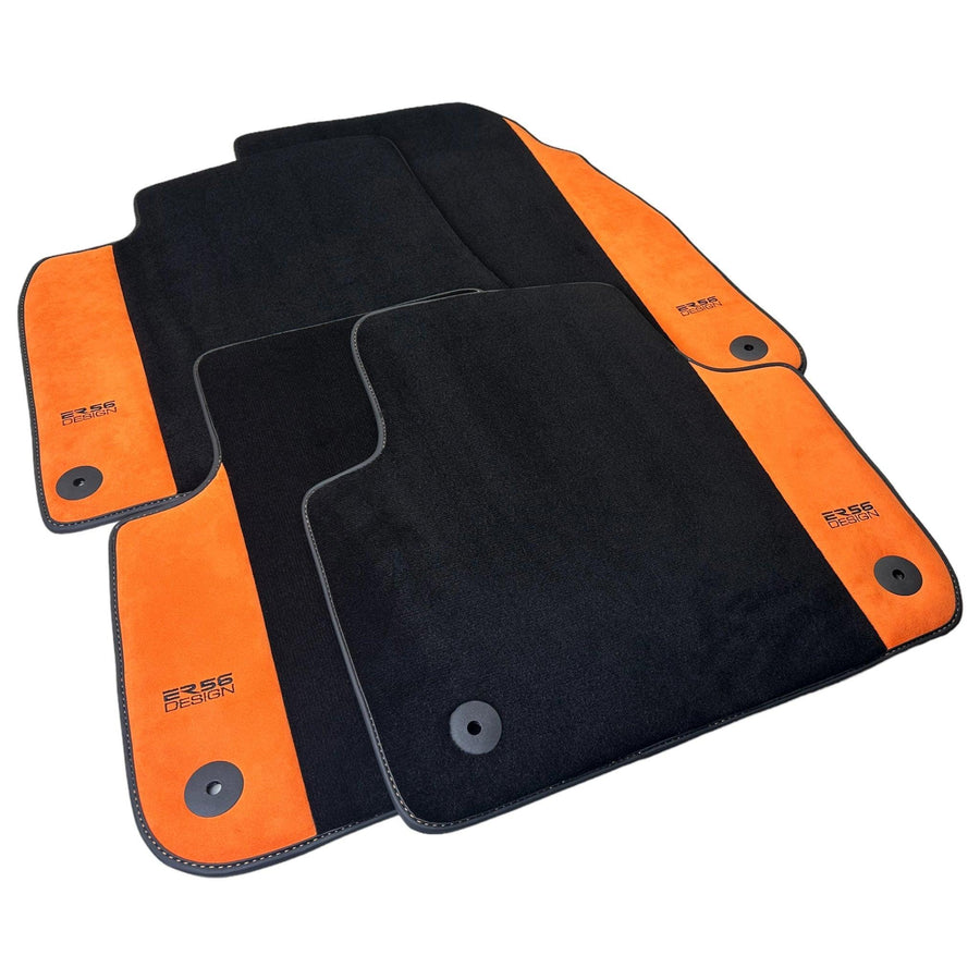Black Floor Mats for Audi A5 - F53 Coupe (2020-2023) With Orange Alcantara | ER56 Design - AutoWin