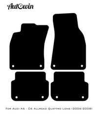 Black Floor Mats for Audi A6 - C6 Allroad Quattro Long (2006-2008) With Orange Alcantara | ER56 Design - AutoWin