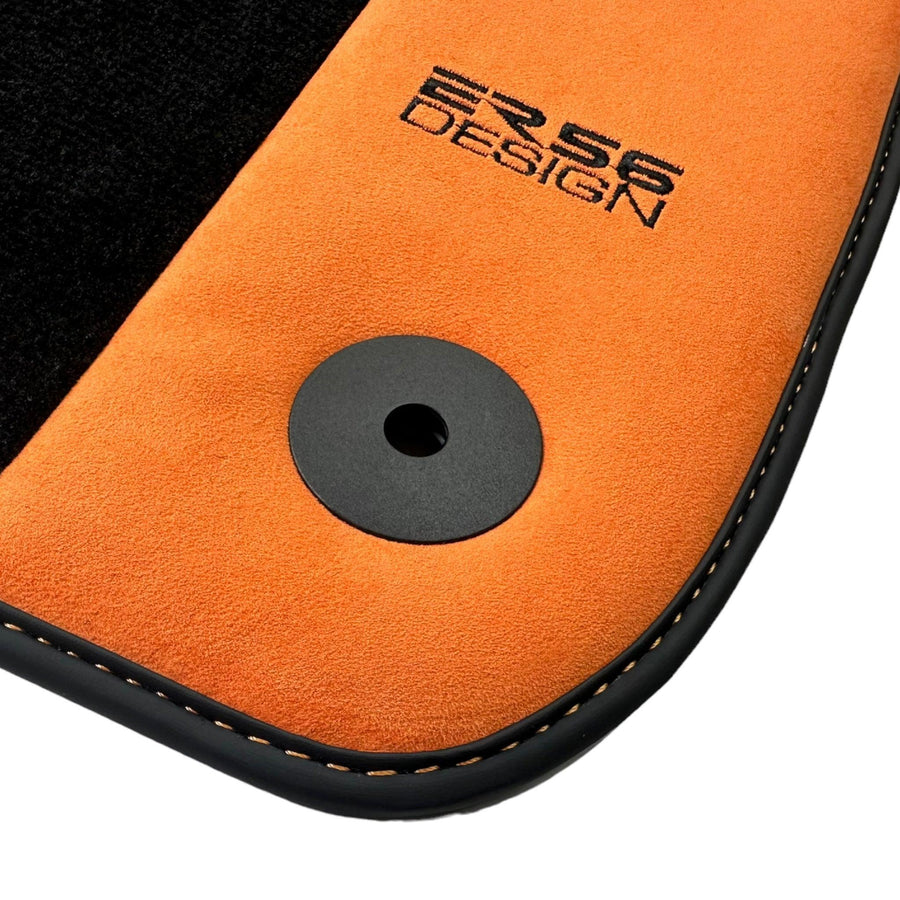 Black Floor Mats for Audi A6 - C6 Avant (2004-2008) With Orange Alcantara | ER56 Design - AutoWin