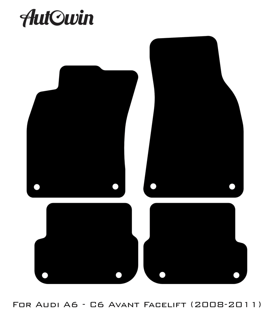Black Floor Mats for Audi A6 - C6 Avant Facelift (2008-2011) | No Steps - AutoWin