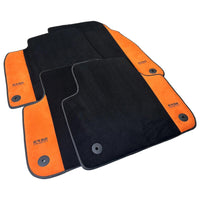 Black Floor Mats for Audi A6 - C6 Sedan Facelift (2008-2011) With Orange Alcantara | ER56 Design - AutoWin