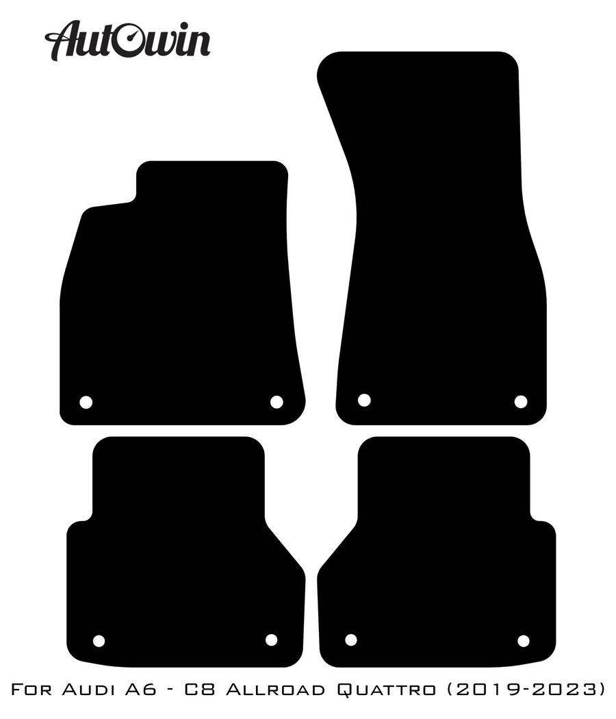 Black Floor Mats for Audi A6 - C8 Allroad Quattro (2019-2023) | Fighter Jet Edition - AutoWin