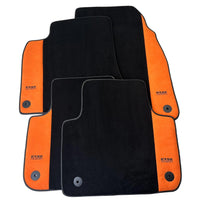 Black Floor Mats for Audi Q4 E-tron Sportback (2021-2024) With Orange Alcantara | ER56 Design - AutoWin