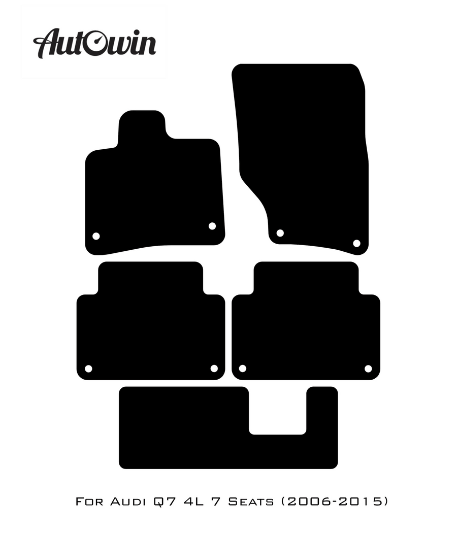 Black Floor Mats for Audi Q7 4L (2006-2015) With Orange Alcantara | ER56 Design - AutoWin