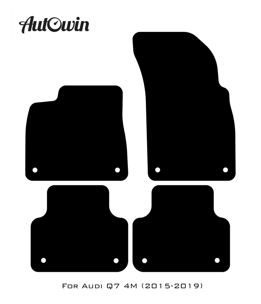 Black Floor Mats for Audi Q7 4M (2015-2019) With Orange Alcantara | ER56 Design - AutoWin