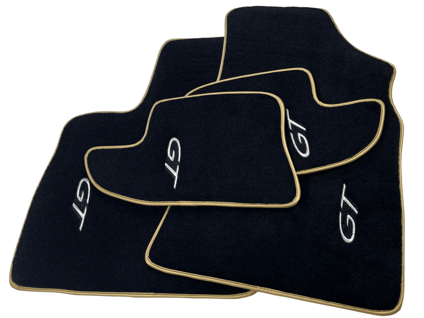 Black Floor Mats For Bentley Continental GT 2003–2011 With Gold Color Trim - AutoWin