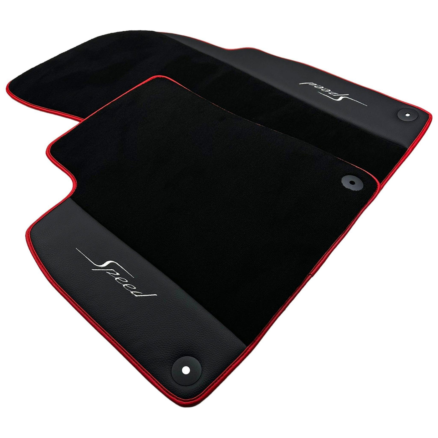 Black Floor Mats for Bentley Flying Spur (2013-2019) with Leather | Red Trim - AutoWin
