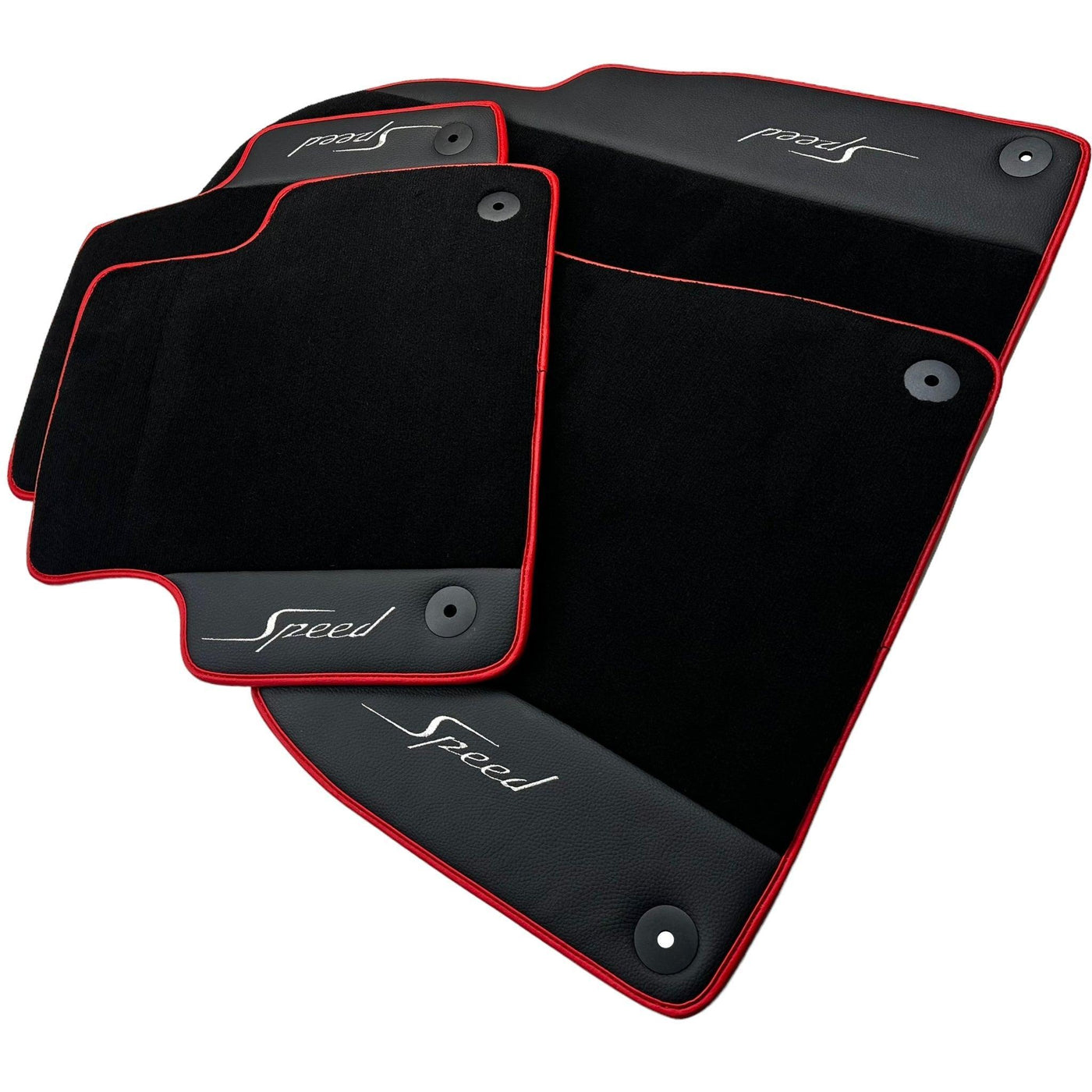Black Floor Mats for Bentley Mulsanne (2010-2020) with Leather | Red Trim - AutoWin