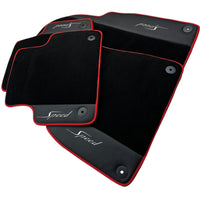 Black Floor Mats for Bentley Mulsanne (2010-2020) with Leather | Red Trim - AutoWin