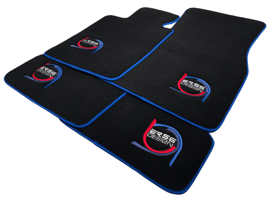 Black Floor Mats For BMW 3 Series E30 2-doors Coupe ER56 Design Limited Edition Blue Trim - AutoWin