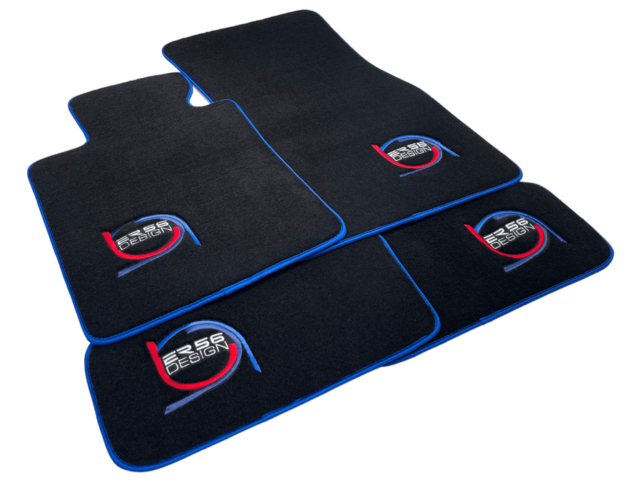 Black Floor Mats For BMW 3 Series E30 2-doors Coupe ER56 Design Limited Edition Blue Trim - AutoWin