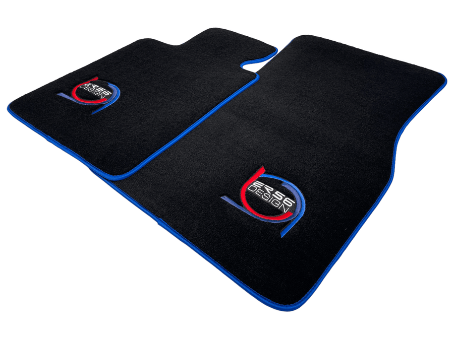 Black Floor Mats For BMW 3 Series E30 2-doors Coupe ER56 Design Limited Edition Blue Trim - AutoWin
