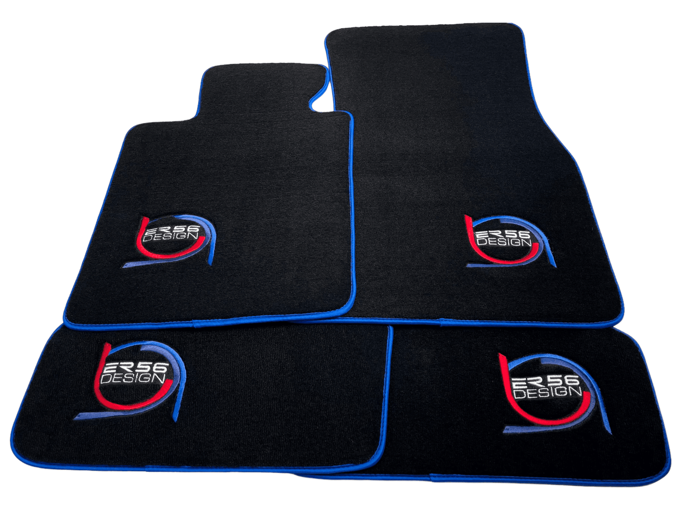 Black Floor Mats For BMW 3 Series E91 5-door Touring ER56 Design Limited Edition Blue Trim - AutoWin