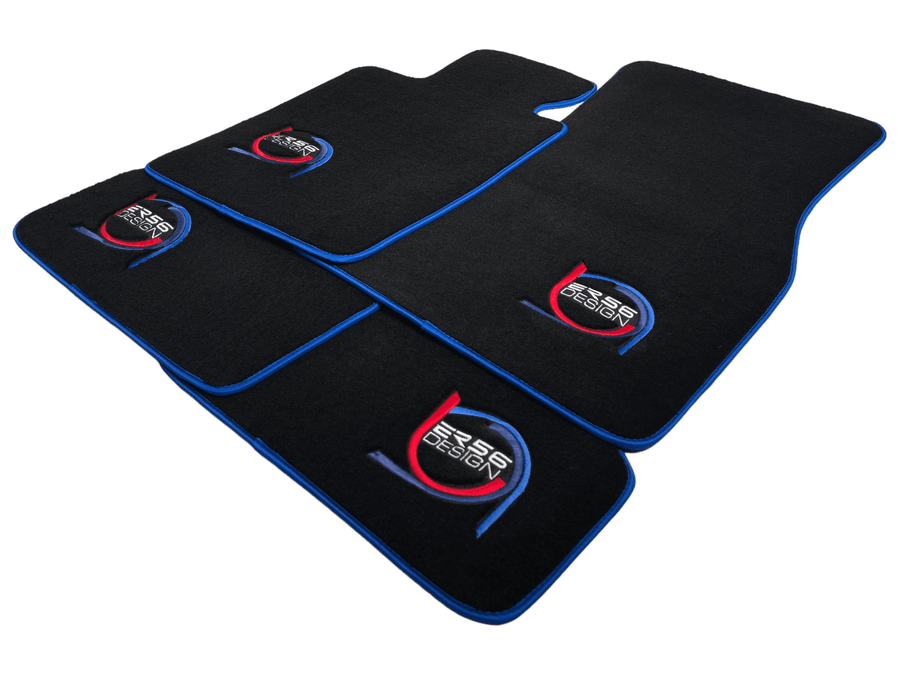 Black Floor Mats For BMW 3 Series E91 5-door Touring ER56 Design Limited Edition Blue Trim - AutoWin