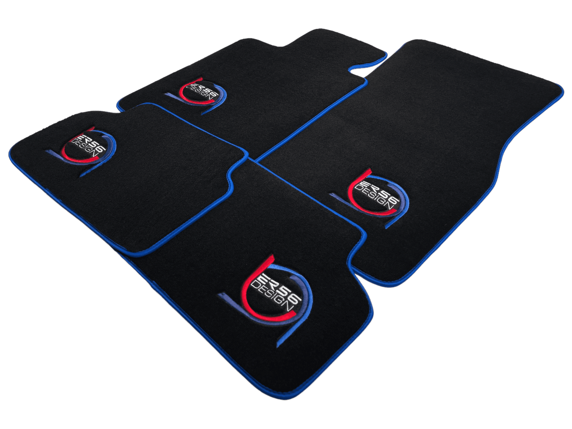 Black Floor Mats For BMW 7 Series E32 ER56 Design Limited Edition Blue Trim - AutoWin