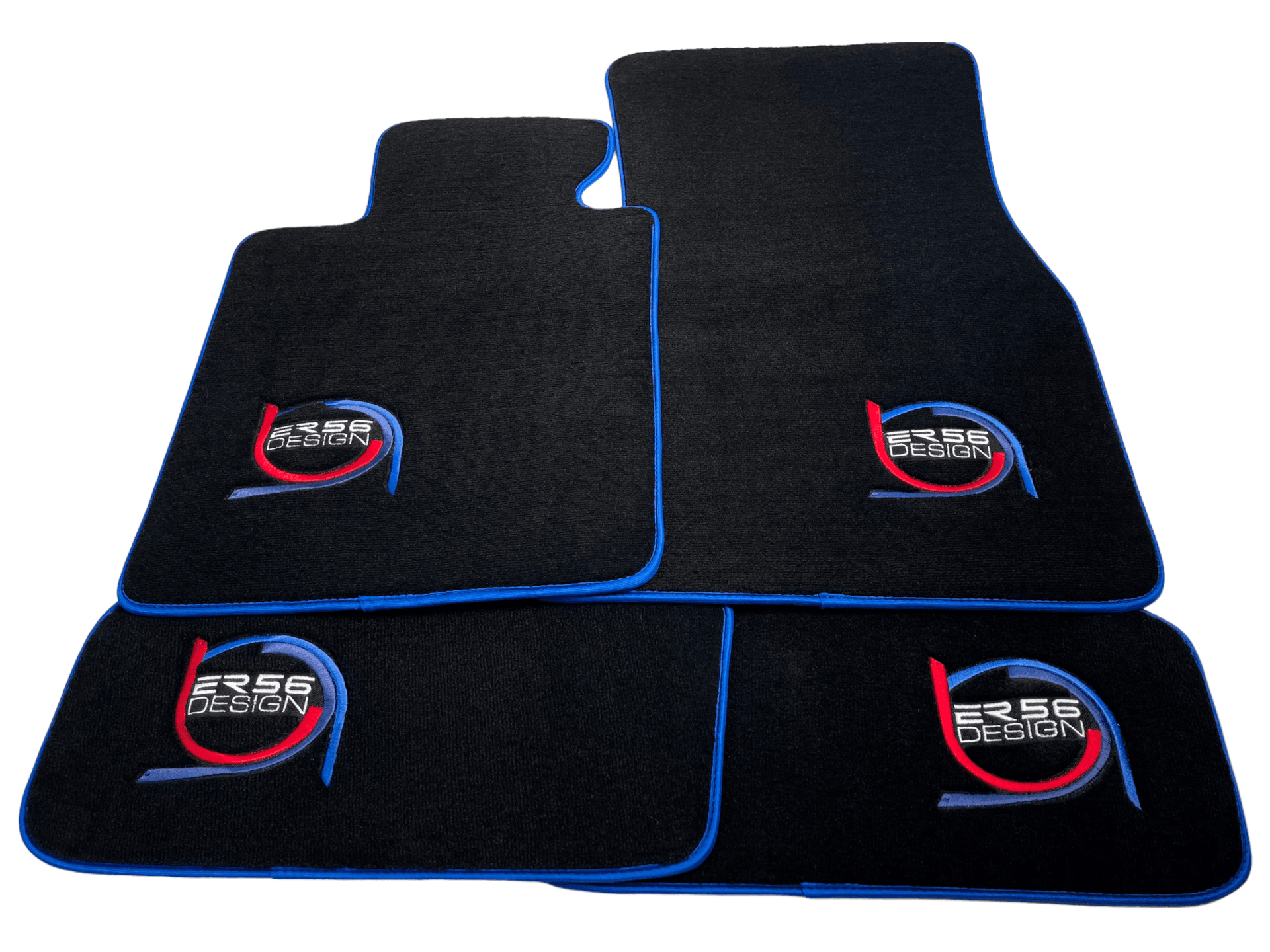 Black Floor Mats For BMW M5 E34 ER56 Design Limited Edition Blue Trim - AutoWin