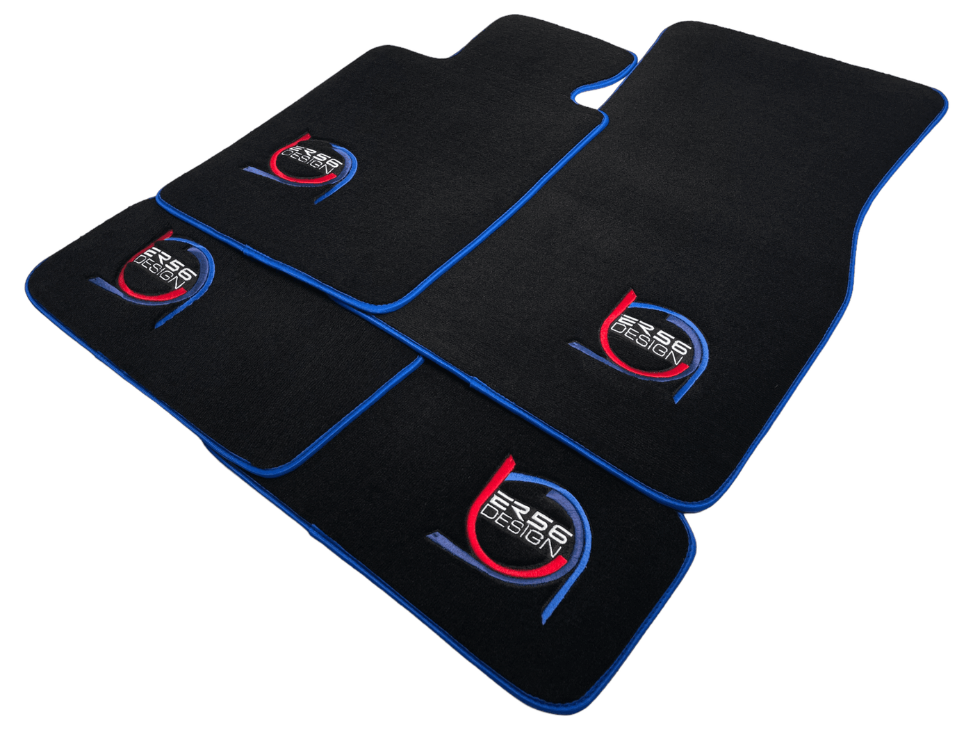 Black Floor Mats For BMW M5 E39 ER56 Design Limited Edition Blue Trim - AutoWin