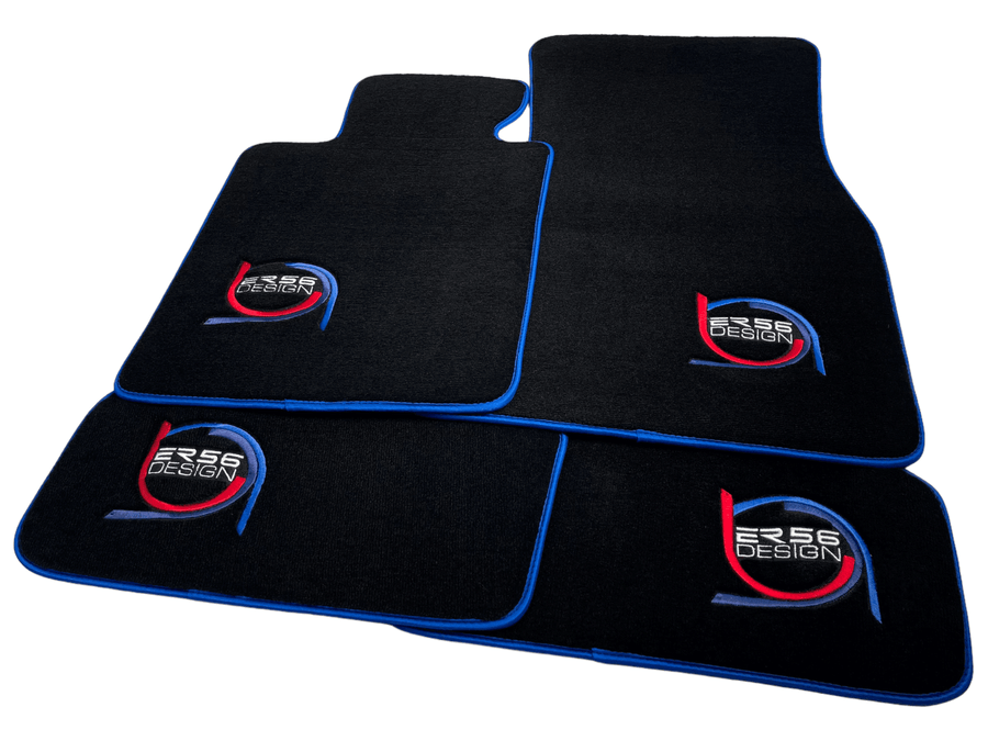 Black Floor Mats For BMW M5 E60 ER56 Design Limited Edition Blue Trim - AutoWin