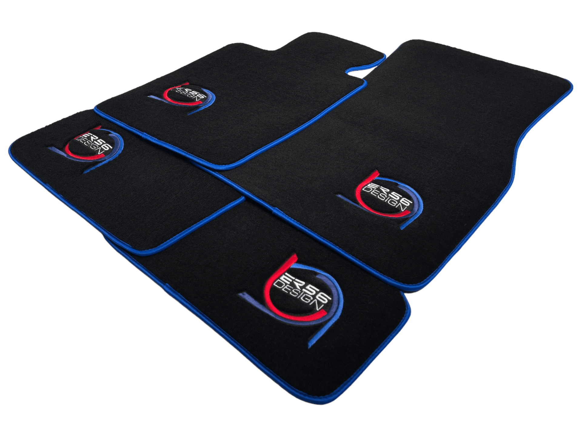 Black Floor Mats For BMW M5 Series F90 ER56 Design With Blue Trim - AutoWin