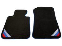 Black Floor Mats For BMW X1 Series E84 With Blue Trim - AutoWin