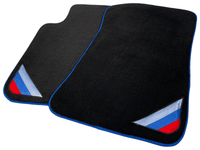 Black Floor Mats For BMW X1 Series E84 With Blue Trim - AutoWin