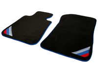 Black Floor Mats For BMW X1 Series E84 With Blue Trim - AutoWin