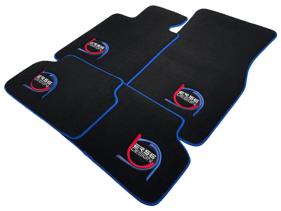 Black Floor Mats For BMW X3 - E83 SUV ER56 Design Limited Edition Blue Trim - AutoWin