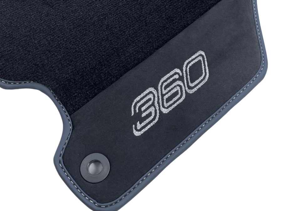 Black Floor Mats For Ferrari 360 Modena 1999-2005 With Alcantara Leather - AutoWin