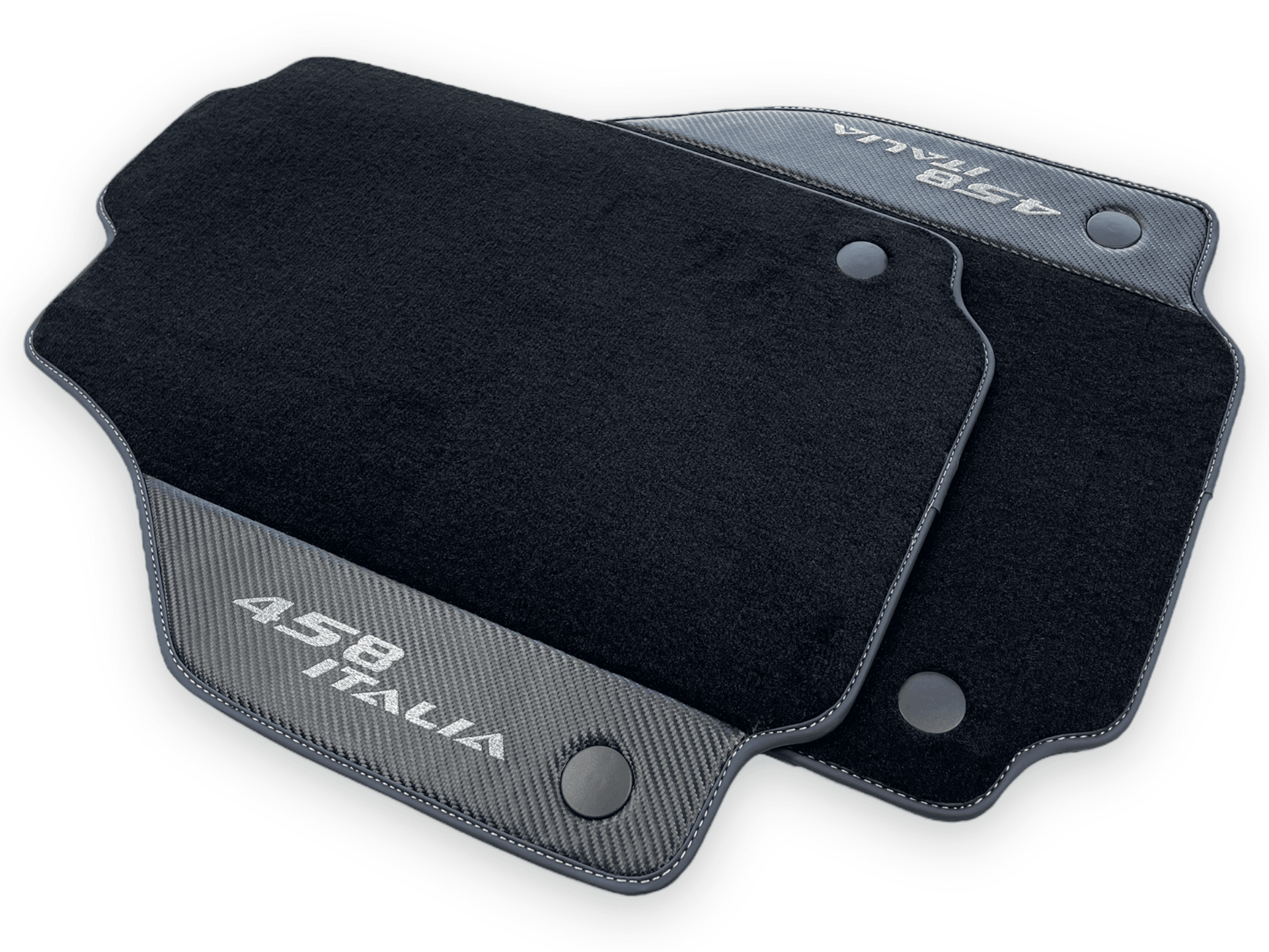 Black Floor Mats For Ferrari 458 Italia 2009-2015 With Carbon Fiber Leather - AutoWin