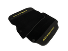 Black Floor Mats For Ferrari 812 Superfast With Alcantara Leather Yellow Edition - AutoWin