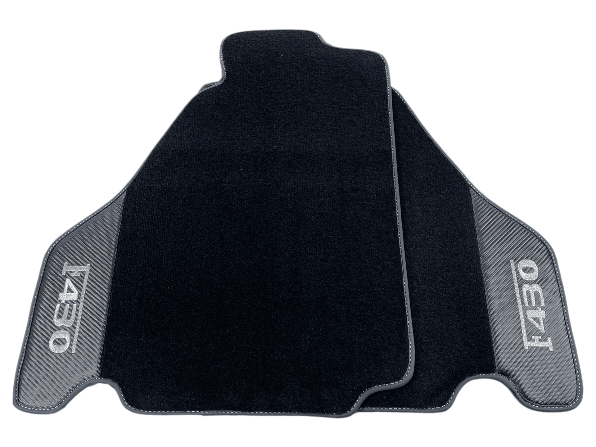 Black Floor Mats For Ferrari F430 2004-2009 With Carbon Fiber Leather - AutoWin