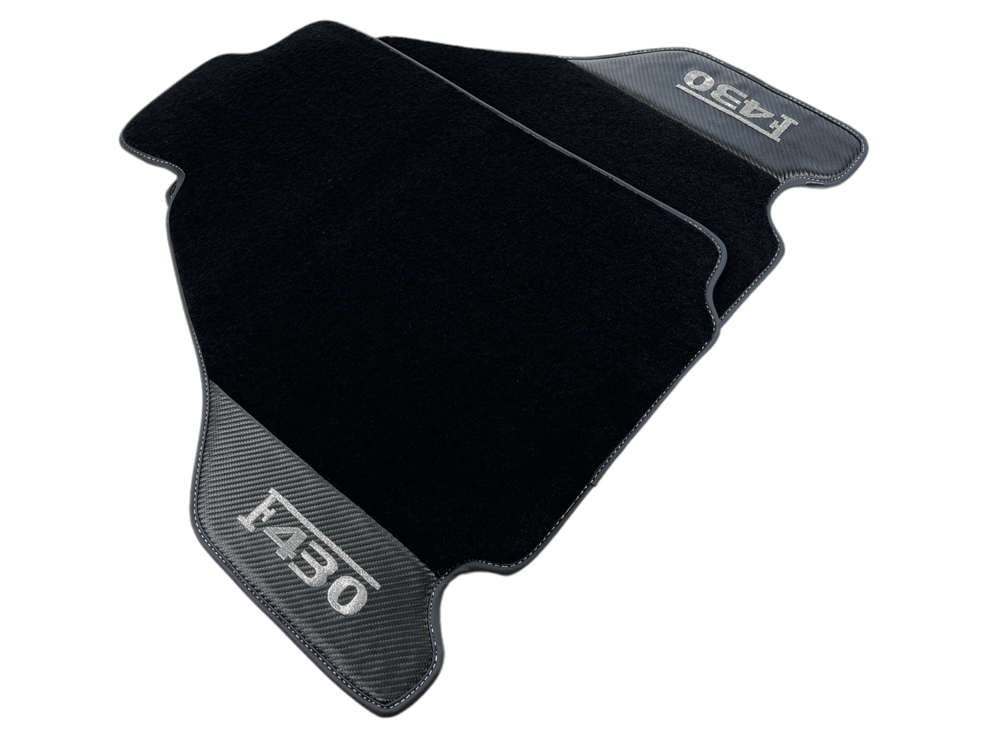 Black Floor Mats For Ferrari F430 2004-2009 With Carbon Fiber Leather - AutoWin